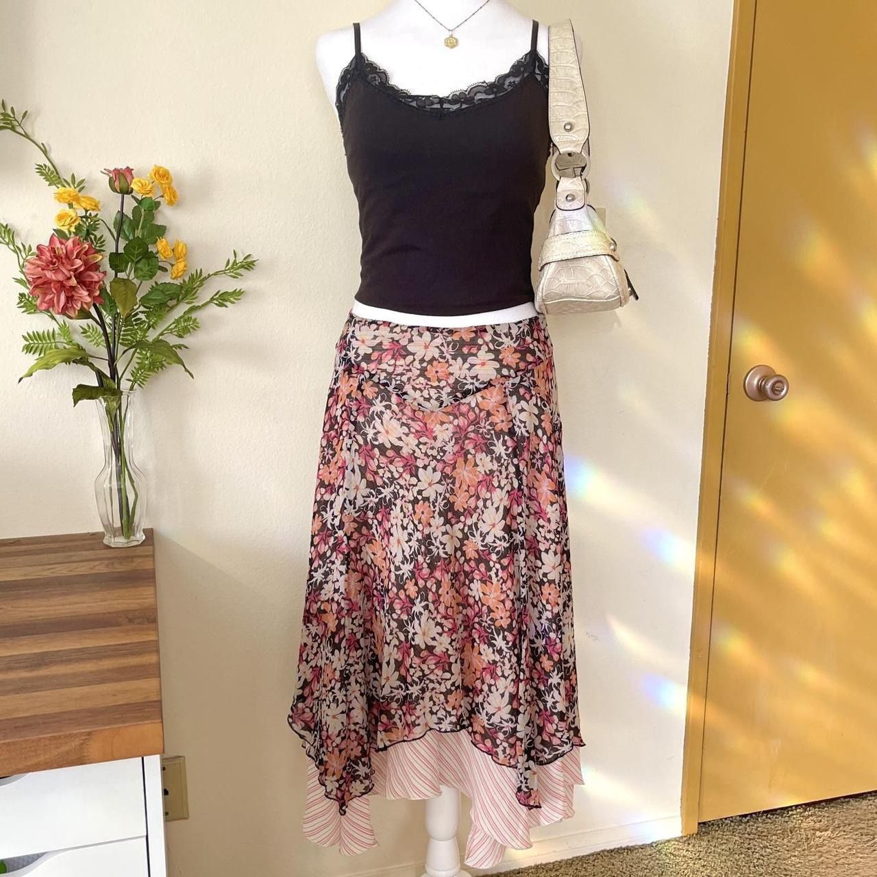 Y2K Pink And Orange Floral Fairy Skirt