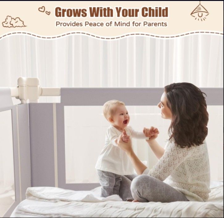 3-Piece King Size Toddler Bed Rail Guard – Adjustable Safety Rails with Lock !!!!