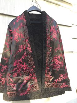 Women Black Reddish Flower jacket