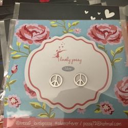 925 Sterling Peace Symbol Earrings 