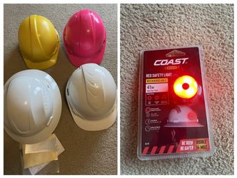 Four Hard Hats / Safety Helmets With New LED Light