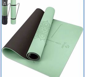Gruper Non-Slip Yoga Mat w/ Alignment Marks Foam 72x24 Green/Black Bag