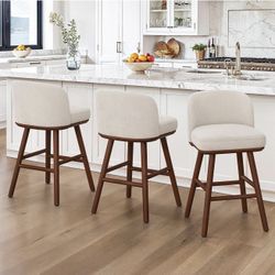 Linen Fabric Barstool Set Of 3 