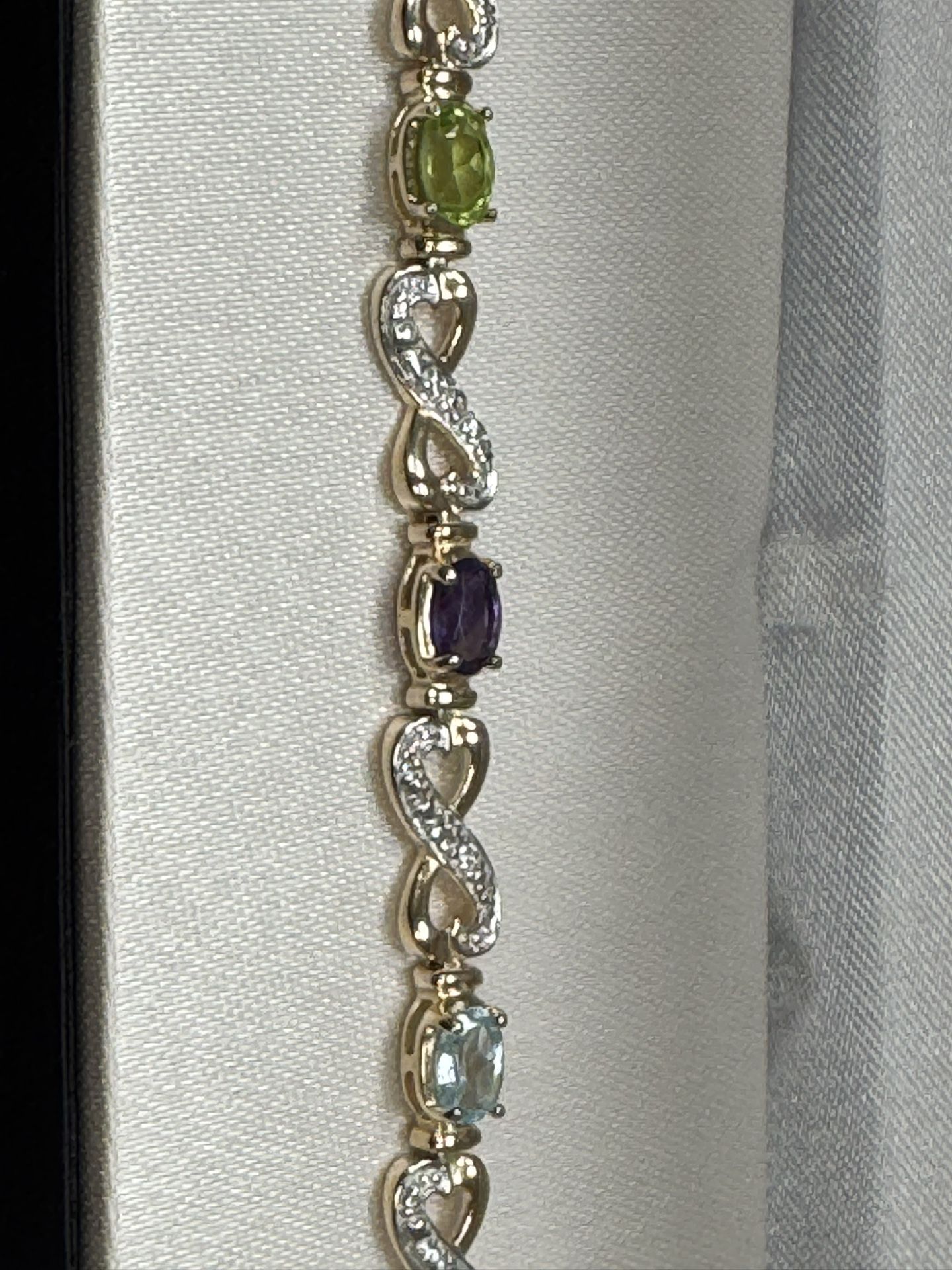 Multi Gemstone With Diamond Accents, 18K Over Sterling Silver Bracelet