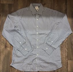 Hamilton x Todd Snyder Shirt Mens Size 16.5 Blue Stripe Dress Button Front Long Sleeve MADE IN USA