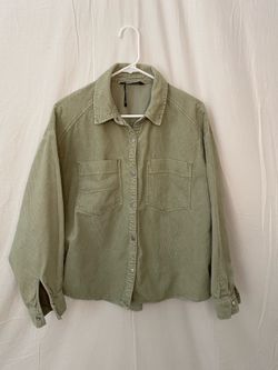 ZARA Green Corduroy Button Up