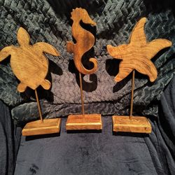 Wooden Sea animal Figures On Stands