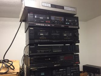 Several vintage high power & quality amplifier and tape deck like new Sony fisher technic & others