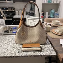 Michael Kors Kelsey Large Shoulder Tote And Matching Wallet