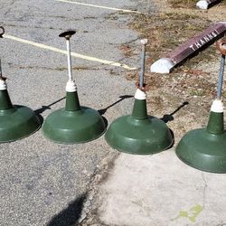 Vintage Porcelain Industrial Light Lamps 