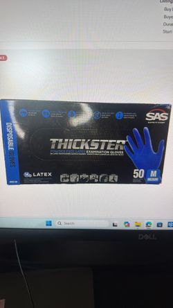 SAS THICKSTER 14 MIL BLUE LATEX POWDER FREE MED GLOVES (100 PER BOX)