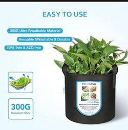 6-Pack 3 Gallons Plant Grow Bags, Indoor Outdoor Heavy Duty Nonwoven Fabric Aeration Pots with Reinforced Handles
