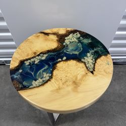 Epoxy Resin & Wood Accent Side Table – 16” x 24”