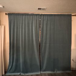 Room darkening curtains, 1 pair, dark gray-turquoise