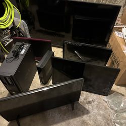 65 TV, 32"TV, Xbox One, 4 PC's Repair Lot