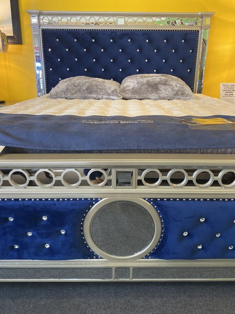 4pcs Navy Bedroom Set 👍90 days 🆓️ FINANCING ❗NO CREDIT CHECK❗