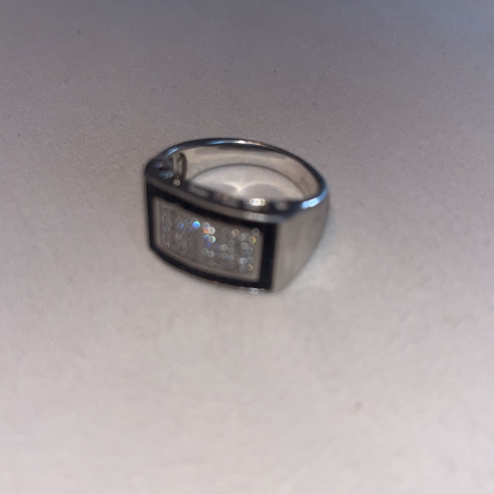White And Black Diamond Silver Ring
