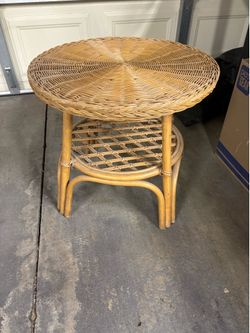 Vintage Bobo Rattan Side Table