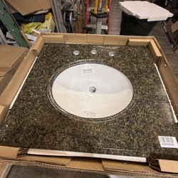 A000400A 3-Hole Single Bowl Granite Kitchen Sink 10 Inch Drop Rectangular 25" X 22" X 10"