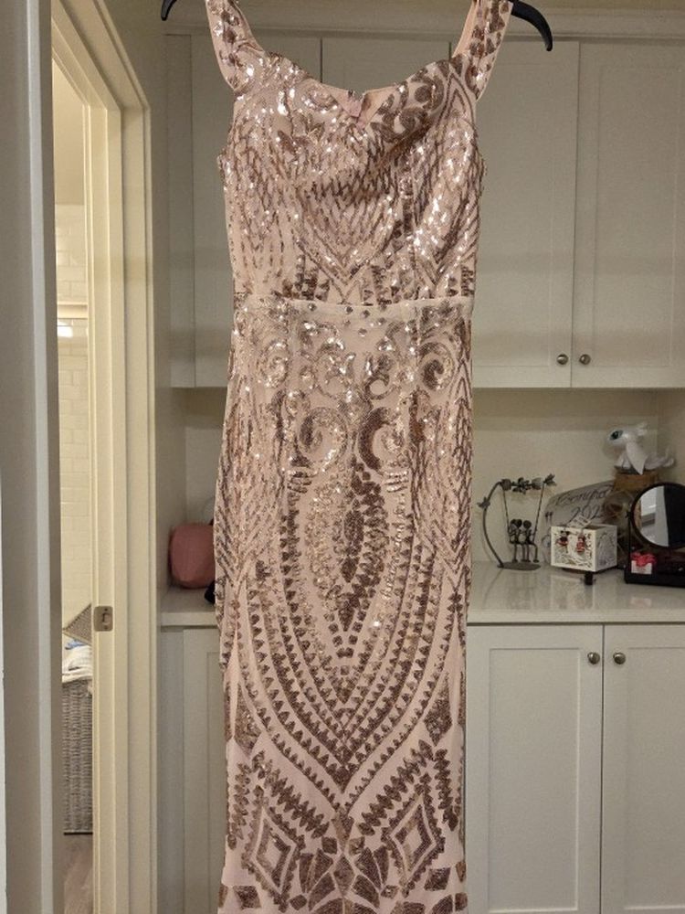 Sequin Rose Gold Mermaid Dress Size S