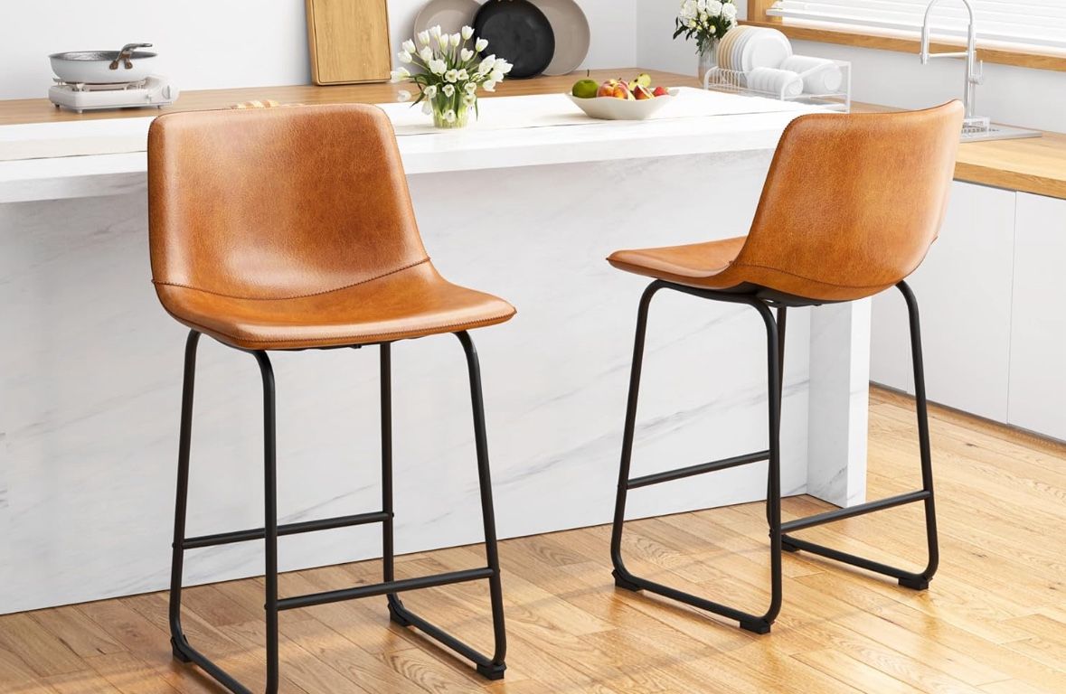 Leather Bar/Breakfast Nook Stools Set of 2