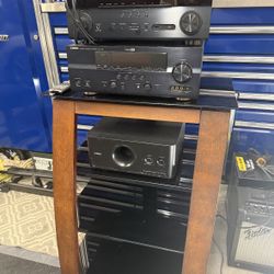 Yamaha Stereo Equipment, Including Pancake, Subwoofer And Cabinet