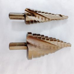 2 Pc Cobalt Step Drill Bit Set 3/8" Shaft 12-11 Hole Spiral Fulte Drill Design