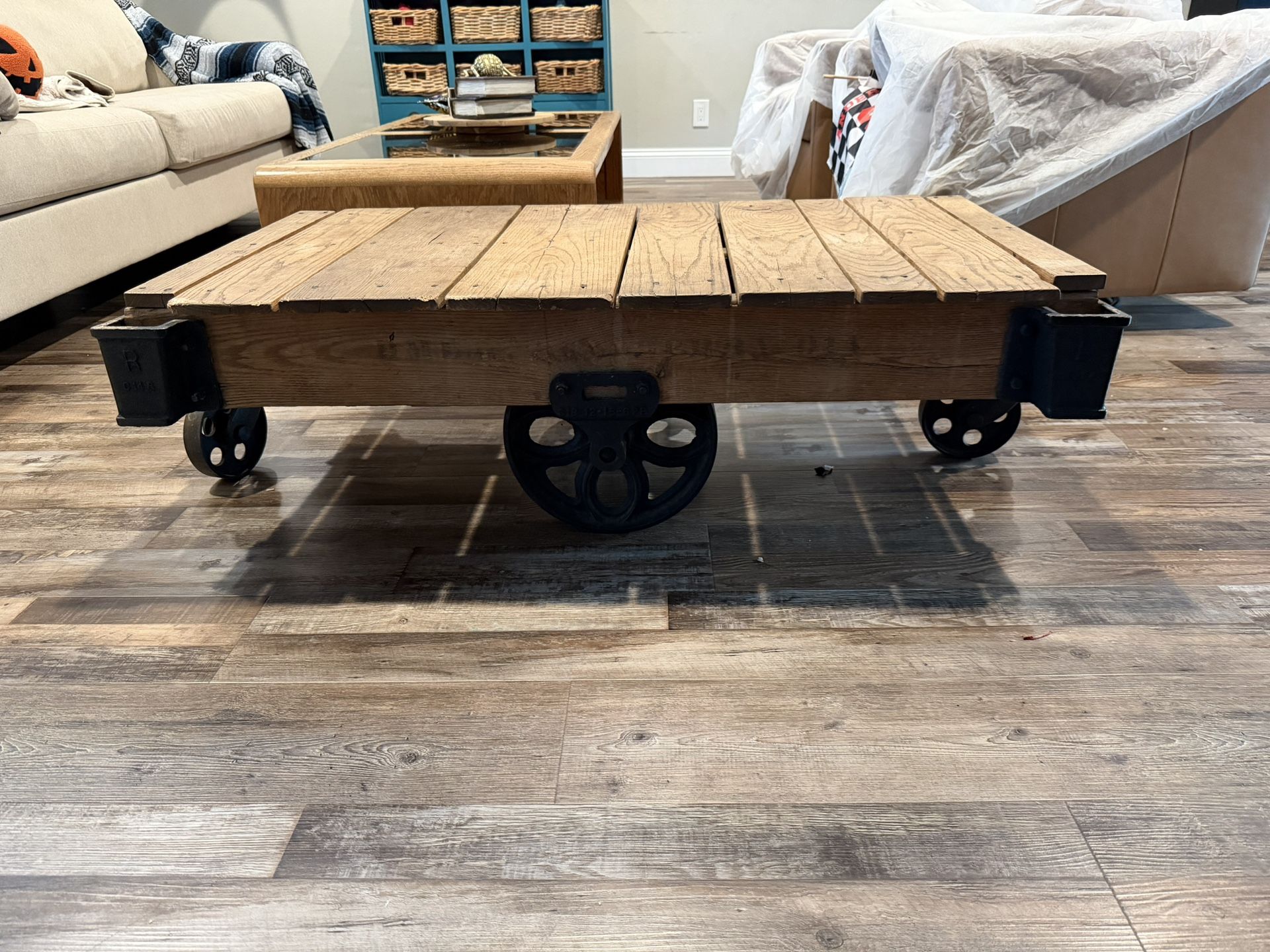 Antique Rail Cart Coffee Table 