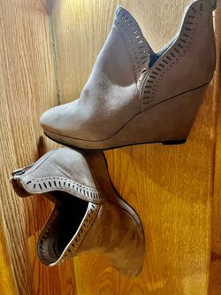 CL by Launday Suede Grey Wedges w/zipper -New