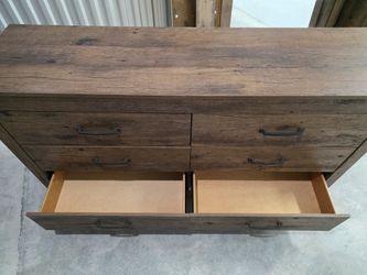 6-Drawer Dresser with Mirror — Gilliam, Dark Brown Wood