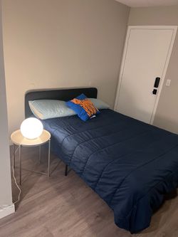 SLATTUM Queen Upholstered Bed Frame – $50