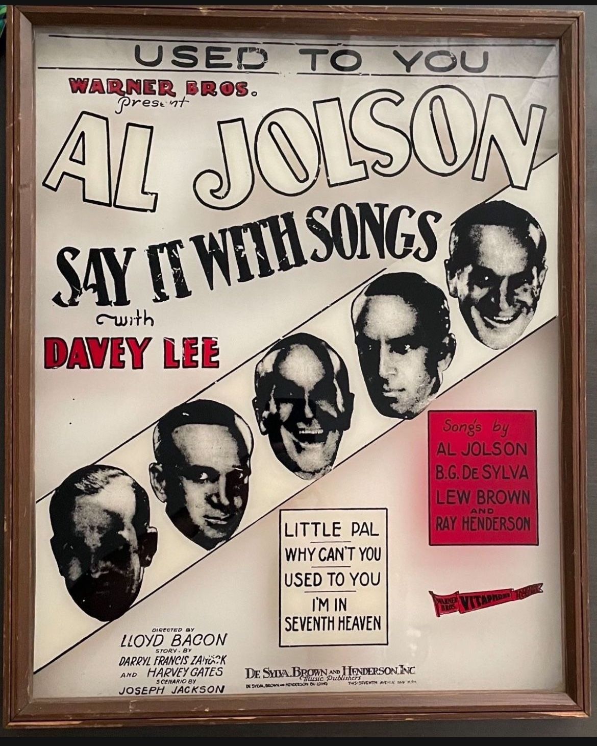 Vintage Al Jolson Print On Glass