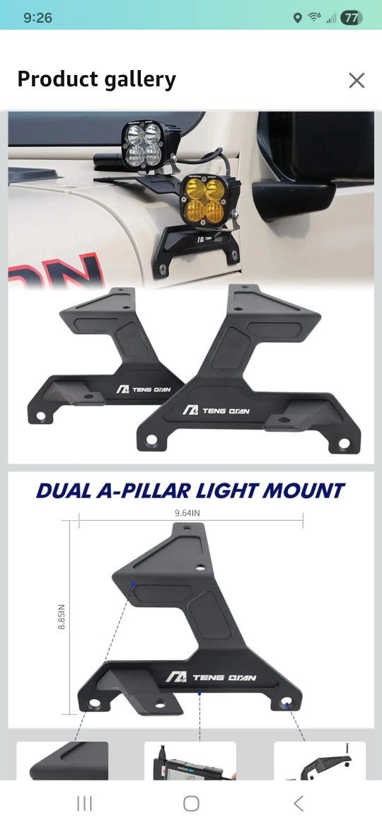 Jeep Dual A Pillar Light Mount 
