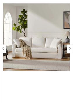 Modern 85" White Slipcovered Sofa (Hulala Home Riccardo) – BRAND NEW & ASSEMBLED!
