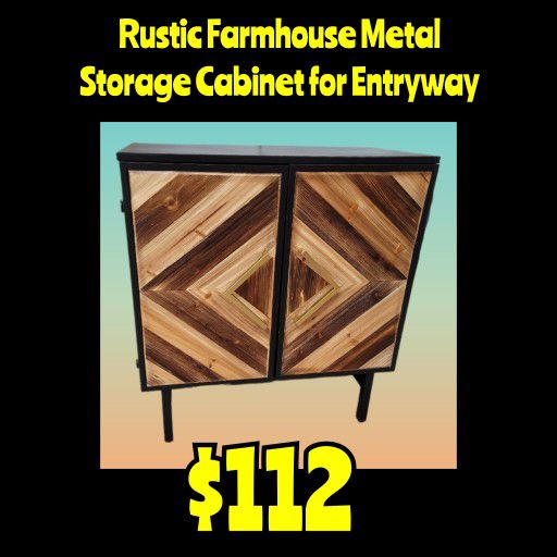 New Rustic Farmhouse Metal  Storage Cabinet for Entryway: Njft
