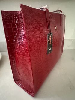 New Vanessa Williams Eden Red Croc Print large Tote Bag