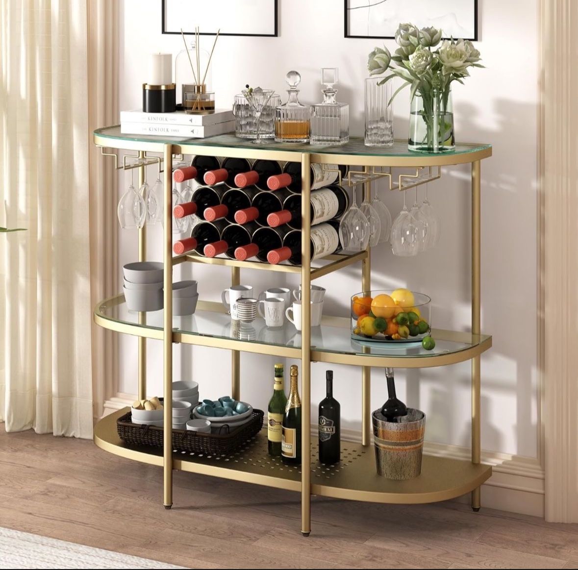 Home Bar Table with Wine Racks