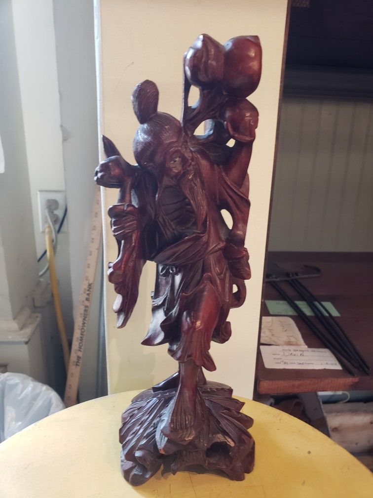 Vintage Asian Carved Wood Statue