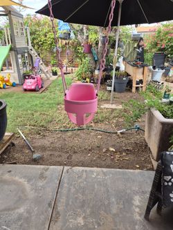 Pink Baby Bucket Swing with Chains