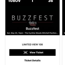 Buzzfest Seat Tickets Sec 108 Row T Seats 36 & 37