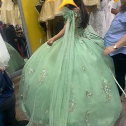 sage green Quinceanera sweet 16 dress