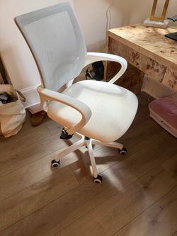 White Mesh Back Office Chair with Armrests