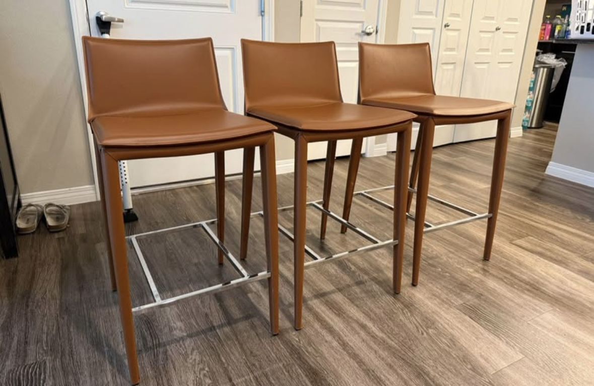 4 Brown Bar Stools