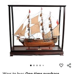 Old Modern Handicrafts Large HMS Surprise Wooden Model Ships with Table Top Display Case