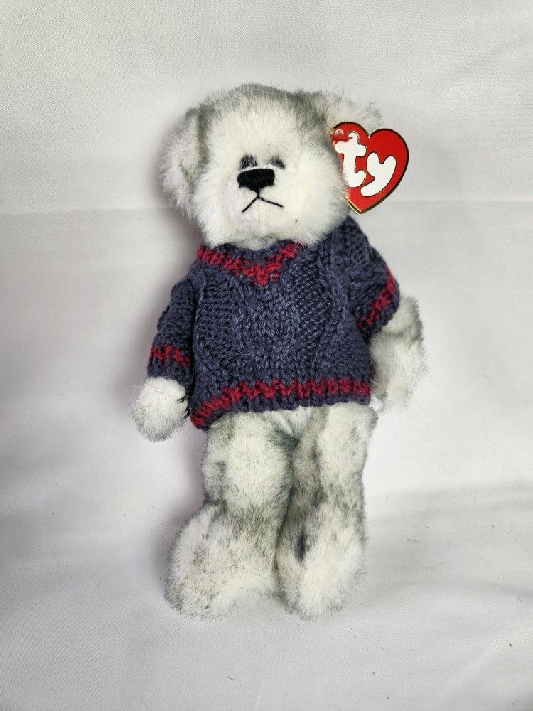 Ty The Attic Treasures Fairbanks Plush Jointed Bear in a sweater 9" . 