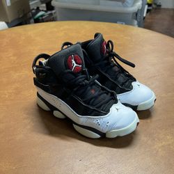 Air Jordan 6 Rings BG White Black Gym Red 6Y Shoes 323419-012