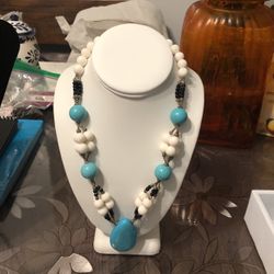 turquoise and white lava necklace 
