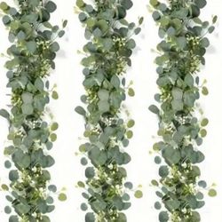3 Pcs Artificial Eucalyptus Vine Plant, Real Texture Fake Green Plant, Simulated Hanging Plant, Suitable For Wedding Courtyard Garden Home Party 