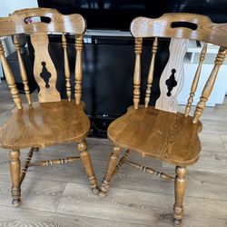 Set of 2 Solid Oak Dining Chairs - Cranford