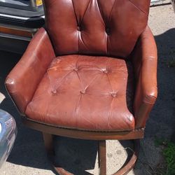 Vintage Leather Swivel Chair 